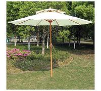 CLSDRZC Outdoor 270cm Wood Color Center Pillar Easy Assembly, Garden Parasol Umbrella for Beach Pool Patio Garden，Beige