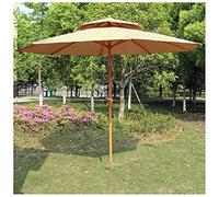CLSDRZC Outdoor 270cm Wood Color Center Pillar Easy Assembly, Garden Parasol Umbrella for Beach Pool Patio Garden，Beige