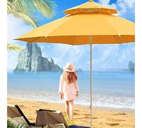 CLSDRZC Outdoor Beach Windproof Market Umbrellas, Large 2.7m/ Feet Garden Patio Parasols with Crank 8 Ribs, Heavy Duty Double Top Shades Canopy