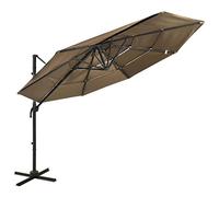 CLSDRZC Outdoor Garden Sun Shades Umbrella Cantilever 4-Tier Parasol with Aluminium Pole Taupe 3x3 m