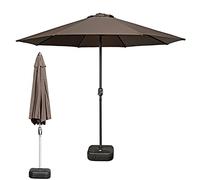CLSDRZC Outdoor Market Table Umbrella for Patio, Deck, Balcony, Porch, Backyard Poolside 9ft Garden Lawn Parasols with Base Included & Crank Handle