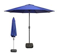 CLSDRZC Outdoor Market Table Umbrella for Patio, Deck, Balcony, Porch, Backyard Poolside 9ft Garden Lawn Parasols with Base Included & Crank Handle