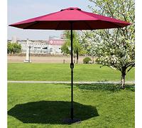 CLSDRZC Outdoor Patio Market Umbrella Waterproof Round Canopy Garden Parasol in Iron with Crank for Beach/Deck/Backyard/Poolside 9ft/2.7m, Wine Red/Dark Green，Wine Red