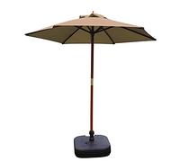 CLSDRZC Parasol,2.1m Wooden Garden Round Beach Umbrella,with 20KG Water Tank Base, Outdoor Sun Shade For Patio/Beach/Pool Umbrellas, UV50+,6 Ribs In Solid Wood