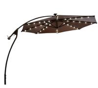 CLSDRZC Parasol 9.8ft Solar Patio Outdoor Hanging Cantilever Offset Easy Open Adustment with LED Lights Beach Umbrella Shade