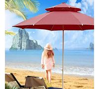 CLSDRZC Parasol, Marketing a Prueba de Viento al Aire Libre de Playa, Grandes parasolas de jardín de 2.7m/9 pies con cigüeñal de 8 Costillas, Campos de Doble Tapa de Servicio Pesado