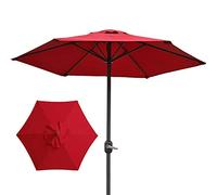 CLSDRZC Parasol,Red Rainproof Garden Parasols Coffee Tables, Portable Round Market Umbrella for Outside Backyard Lawn Balcony, 2m/6.5Ft