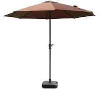 CLSDRZC Parasols 9FT Patio Umbrella Brown Outdoor Table Umbrellas with Crank 8 Sturdy Ribs for Garden Backyard Deck Poolside and More