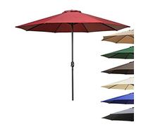 CLSDRZC Patio 270Cm Garden Parasol Outdoor Rainproof Umbrellas with Crank Handle, Sun Umbrella For Balcony, Dining Tables, Gardens, Patios, Decking, Wine Red, Khaki Outd