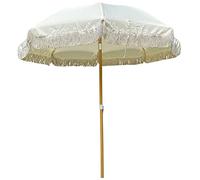 CLSDRZC Patio de jardín Paraguas Redondas Blancas, Bloqueo UV Anti-rompina Parasol con Mecanismo de inclinación para el balcón del Hotel de Villa de césped, fácil de ensamblar