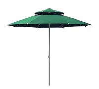 CLSDRZC Patio Double Top 2.3 Meters/7.5ft Oututdoor Market Table Waterproof Adjustable Height Beach/Patio/Garden Parasol Umbrella with Metal Pole