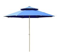 CLSDRZC Patio Double Top 2.3 Meters/7.5ft Oututdoor Market Table Waterproof Adjustable Height Beach/Patio/Garden Parasol Umbrella with Metal Pole