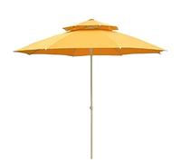 CLSDRZC Patio Double Top 2.3 Meters/7.5ft Oututdoor Market Table Waterproof Adjustable Height Beach/Patio/Garden Parasol Umbrella with Metal Pole