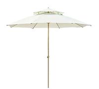 CLSDRZC Patio Double Top 2.3 Meters/7.5ft Oututdoor Market Table Waterproof Adjustable Height Beach/Patio/Garden Parasol Umbrella with Metal Pole