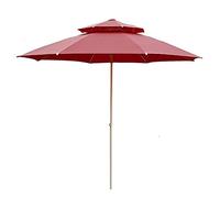 CLSDRZC Patio Double Top 2.3 Meters/7.5ft Oututdoor Market Table Waterproof Adjustable Height Beach/Patio/Garden Parasol Umbrella with Metal Pole