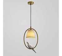 CLSDRZC Pendant Light Resin Bird Ceiling Swag Lamp with Fabric Shade, Oval Metal Hanging Lighting Fixture Nordic Small Chandelier, Dining Room Bedroom Suspended Lamps