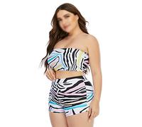 CLSDRZC Plus Size Women's Bikini Set High Waist Bathing Suit Large Plussize Swimwear Beachwear