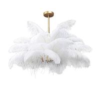 CLSDRZC Princess Bedroom Lamps,Ostrich Feather Chandelier,E14 Ostrich Feather Ceiling Light,White Feather Chandelier Creative Romantic Luxury During Light Corridor Bedroom Fixture-White Feathers