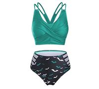 CLSDRZC Print Cut out Bikini Women Spaghetti Strap Two Piece Swimsuit Girl Beach Bathing Suit Swimwear Biquinis