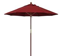 CLSDRZC Red Outside Patio Market Table Umbrella, Beach/Garden/Pool/Balcony Parasol with Wood Pole, Portable Sun Shade Canopy, UV50+，2.7m/9ft