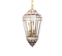 CLSDRZC Retro Glass Gold Ceiling Lamp Soldering Tin Copper Bedroom Dining Living Room Light Chandelier Balcony Corridor Porch Study E14*2