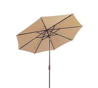 CLSDRZC Round Patio Umbrella, 2.7m Khaki Outdoor Shade with Tilt Function, Wine Red, Dark Green, Beige, for Dining Tables, Gardens, Patios, Garden Sun Parasol