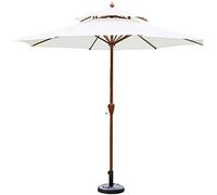CLSDRZC Round Portable Parasol Suitable Outdoor Terrace Garden Market Table Double-Top Windproof UV-Proof Umbrella with Push Button Tilt and Crank