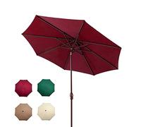 CLSDRZC Round Tilting with Crank Handle for Outdoor Garden Patio Camping, Wine Dark Green, Beige, Khaki, Coffee, Leaning Sun Umbrella Parasol Without Base,Wine Red 2.7M