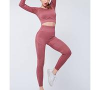 CLSDRZC Seamless Yoga Set Women Long Sleeve Crop Tops Fitness Seamless Leggings Set Workout Gym Wear