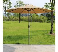 CLSDRZC Shade for Patio Umbrella Garden Sun Crank Handle, Parasol with Ribs, Sturdy Waterproof Outdoor Table Umbrella，Khaki 3.0M (118