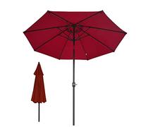 CLSDRZC Shelter, Round Protection Sunshade with Tilt and Crank, Wine Red, Dark Green, Beige, Khaki, 2.7m, for Garden Yard Beach, Large Patio Umbrella Parasol