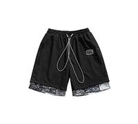 CLSDRZC Shorts Male Summer Outside Wear Splicing Five Minute Pants Trend Casual Loose Side Breasted Pants