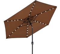 CLSDRZC Solar Outdoor Patio 30 LED Lights,for Backyard Beach Pool Market,Waterproof Garden Parasol Umbrella with Push Button Tilt and Crank，Dark Brown 2.3.0M/7.5ft