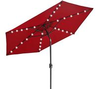 CLSDRZC Solar Outdoor Patio 30 LED Lights,for Backyard Beach Pool Market,Waterproof Garden Parasol Umbrella with Push Button Tilt and Crank，Dark Brown 2.3.0M/7.5ft