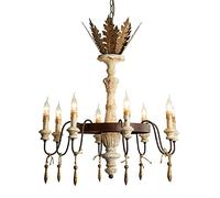 CLSDRZC Solid Wood,Clothing Store Villa Engineering Wooden Lighting,Nordic Old Wooden,E14 American Country Retro -Vintage Rust Color 8