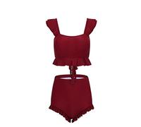 CLSDRZC Split Swimsuit Women's Small Fresh Wood Ears Ins Wind Strap Triangle Bikini