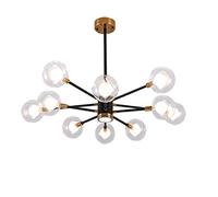 CLSDRZC Sputnik During Light Classic Mid Century Ceiling Light Dining Room Living Room Light Fixture,G9 Northern Europe Magic Bean Glass Chandelier-Black Gold 10 Head