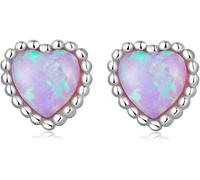 CLSDRZC Sterling Silver Jewelry,925 Sterling Silver Shining Opal Heart Earrings for Women Love Ears for Girl Plated Platinum Jewelry Wedding Gift