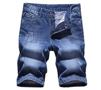 CLSDRZC Summer Men's Classic Thin Five-Point Denim Shorts Men's Loose Plus Size Shorts Straight Pants Jeans