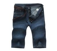 CLSDRZC Summer Men's Short Jeans Loose Straight Stretch Denim Shorts Men's Pants Loose Five-Point Pants