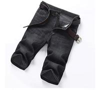 CLSDRZC Summer Men's Thin Black Short Jeans Classic Business Stretch Straight Denim Shorts for Men
