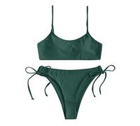 CLSDRZC Summer Solid Color Bikini Set Women's Fashion High Waist Bikinis Push Up Padded Swimsuit Bandage Swimwear Female Beachwear