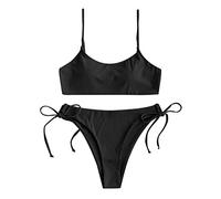 CLSDRZC Summer Solid Color Bikini Set Women's Fashion High Waist Bikinis Push Up Padded Swimsuit Bandage Swimwear Female Beachwear