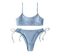 CLSDRZC Summer Solid Color Bikini Set Women's Fashion High Waist Bikinis Push Up Padded Swimsuit Bandage Swimwear Female Beachwear