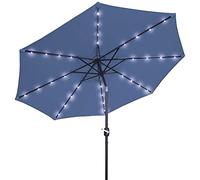 CLSDRZC Sun Parasol Parasols 2.5M Crank Solar Light Market Patio Outdoor Umbrellas Self Charging LED Garden Umbrella