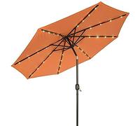 CLSDRZC Sun Parasol Parasols 2.5M Crank Solar Light Umbrella Market Patio Outdoor Umbrellas Self Charging LED Garden Umbrella,Green