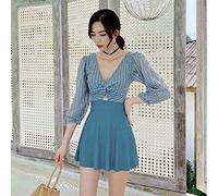 CLSDRZC Swimsuit New One-Piece Swimsuit Women's Skirt-Style Boxer Conservative Cover Belly Slimming Student Hot Spring Vacation Swimwear