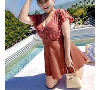 CLSDRZC Swimsuit Women One Piece Padded Plus Size Swimwear 3XL-6XL Womens SWM Suits with Skirt Push Up Bathing Suits Ladies