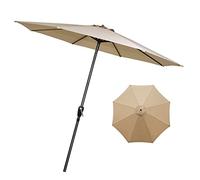 CLSDRZC Table 9ft/10ft Outdoor Parasol with Crank, Sun Protection Ventilation, Patio Umbrella Market for Balcony, Dining Tables, Gardens, Pool，Khaki 270cm(9tf)