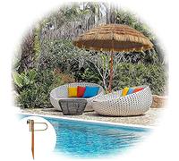 CLSDRZC Thatch 6ft*1.8m, Hawaiian with Base, Parasol Garden Tilt 45°, Beach Straw Umbrella Portable, For Pool Patio Barbecue Vacation Travel, Keep Cool